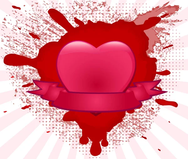 Diseño Abstracto Grunge Valentines Con Corazón — Vector de stock