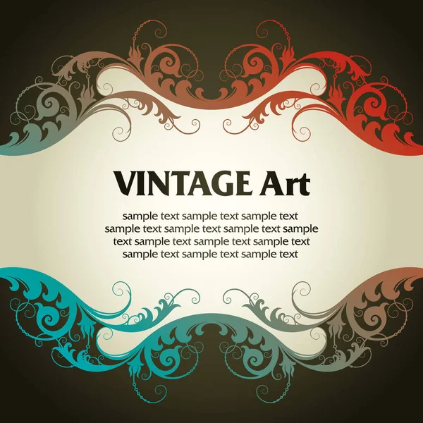 Vector Vintage Template Frame Flower Style — Stock Vector