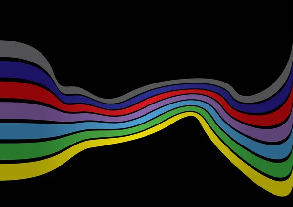 黒地に線を引く抽象的な虹 — ストックベクタ