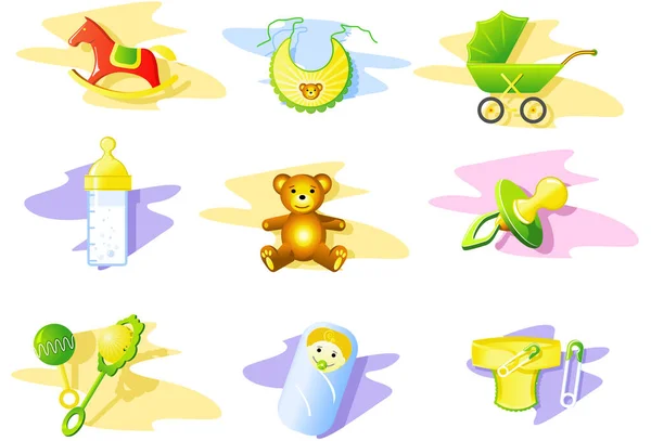 Baby Icoon Set Afbeelding Vector Illustratie — Stockvector