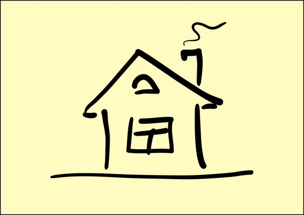 Vector Line Kunstbild Eines Kleinen Hauses — Stockvektor