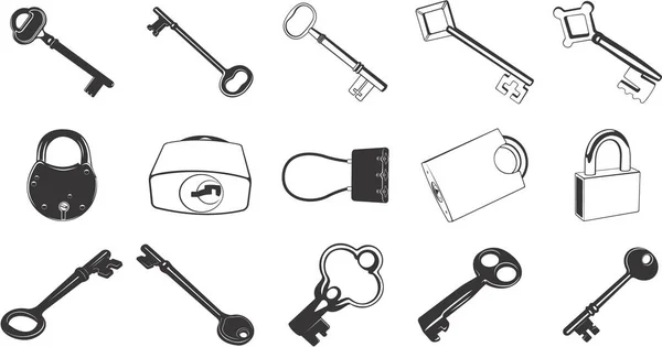 Συλλογή Ομαλών Διανυσματικών Εικονογραφήσεων Eps Διαφόρων Κλειδιών Και Κλειδαριών — Διανυσματικό Αρχείο