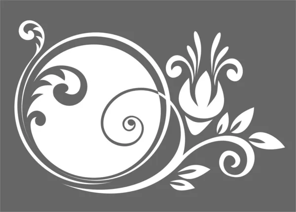 Білий Стилізований Квітковий Візерунок Сірому Фоні — стоковий вектор