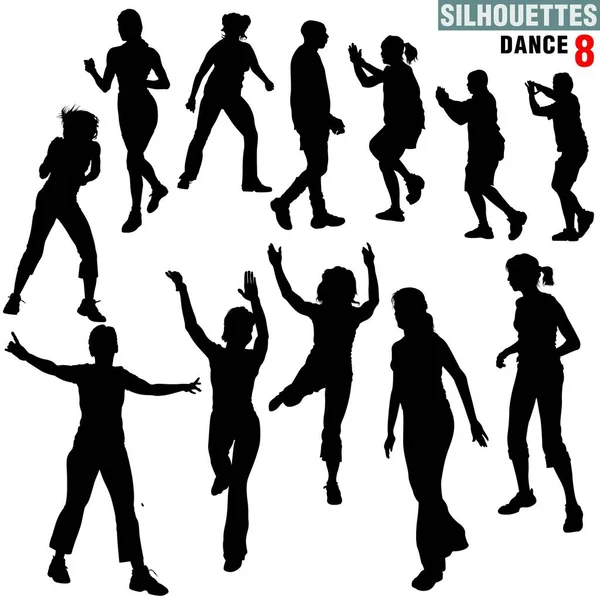 Silhouettes Dance Illustration Vectorielle Détaillée — Image vectorielle