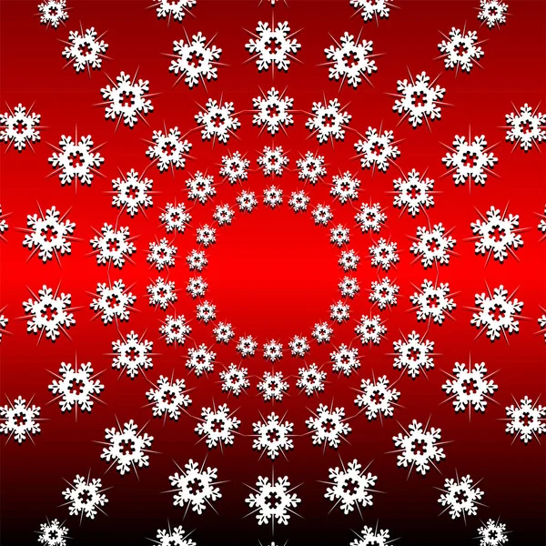 Белый Снег Кристаллы Рисунок Красном Фоне Градиента — стоковый вектор