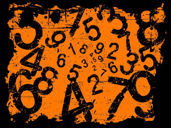 Illustrazione Arancione Del Grunge Con Numeri Incisi Acidi Vettore Stratificato — Vettoriale Stock