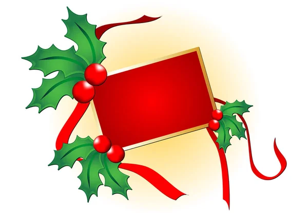 Ornamenti Agrifoglio Natale Con Carta Nastri — Vettoriale Stock