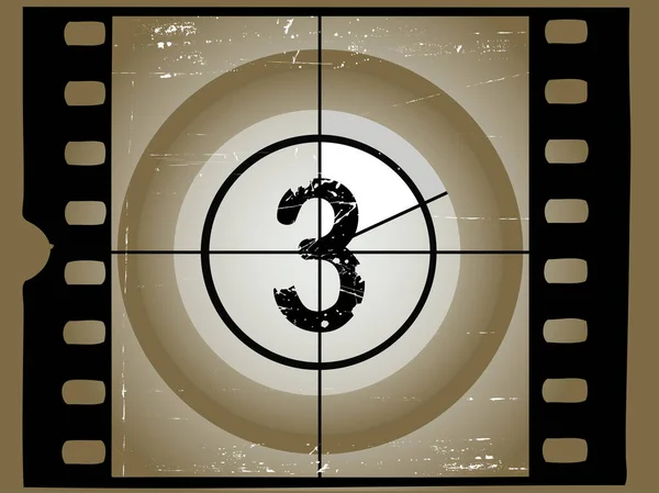 Old Scratched Film Countdown Bij — Stockvector