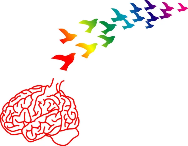 Vektorová Ilustrace Rozbité Mozkové Klec Nápady Stejně Jako Ptáci Odlétají — Stockový vektor