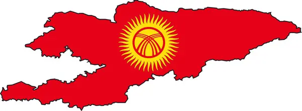 Ilustrační Vektor Mapy Vlajky Kyrghyzstánu — Stockový vektor
