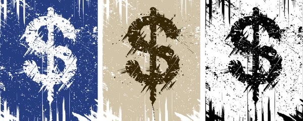 Diseño Vectorial Signo Dólar Grunge Con Grunge Fondo Separado Fusionado — Vector de stock