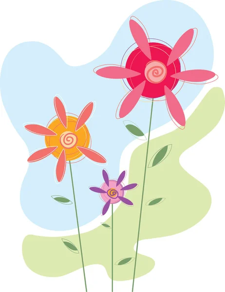 Wektor Bazie Stylizowanych Wiosennych Kwiatów — Wektor stockowy