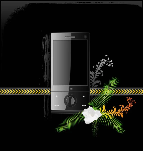 Icône Téléphone Portable Noir Ordinateur — Image vectorielle