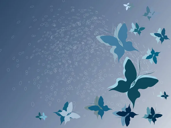 Kelebekler Ile Grunge Mavi Beyaz Arkaplan — Stok Vektör