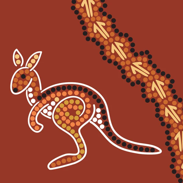 Abstrato Aborígine Desenhado Mão Retratando Canguru Faixas Canguru —  Vetores de Stock