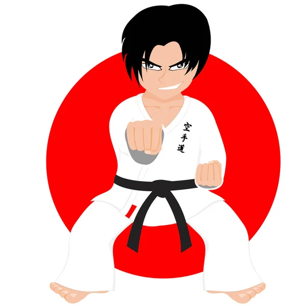 Karateci Çocuk Resmi Vektör Illüstrasyonu — Stok Vektör