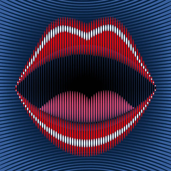 Editable Vector Illustration Lips Made Stripes — Stock Vector