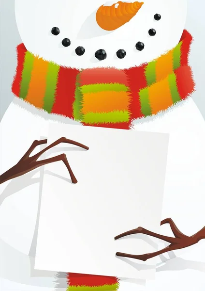 Snowmanの完全にスケーラブルなベクトル図は ポスターを保持します 幸せな休日 — ストックベクタ