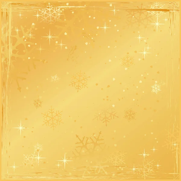 Vierkante Gouden Winterachtergrond Met Sneeuwvlokken Sterren Grunge Elementen Gebruik Van — Stockvector