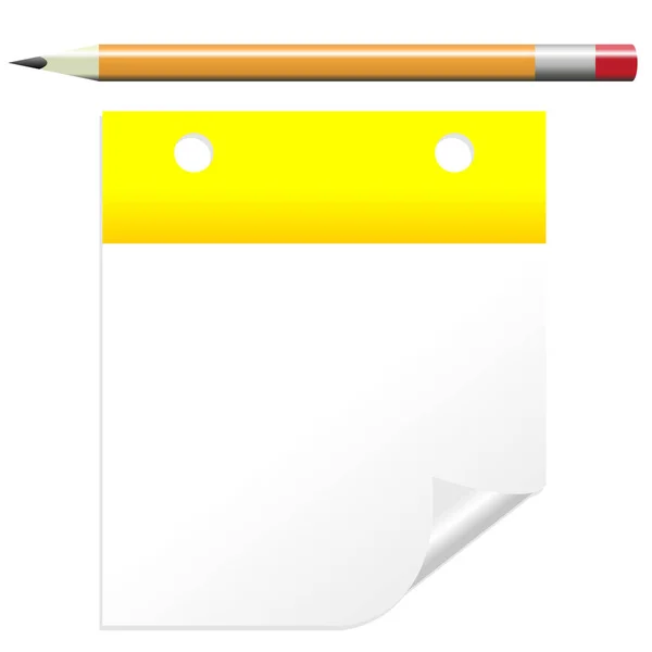 Post Note Mit Bleistift Isoliert Über Weiß — Stockvektor