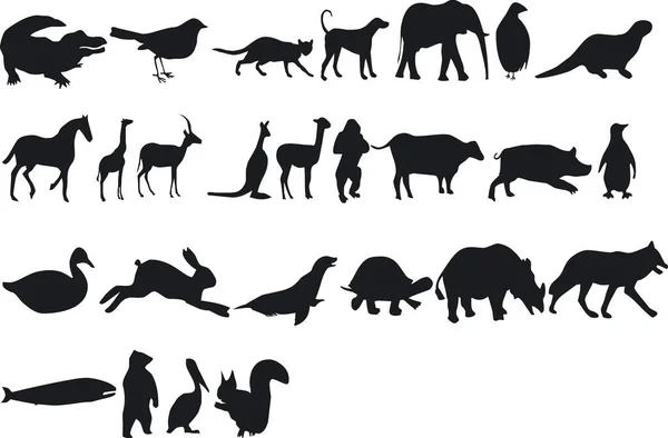 Ilustración Siluetas Animales Vector — Vector de stock