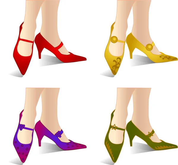Ilustración Vectorial Para Una Variedad Zapatos Patrón Diseño Estilo Pierna — Vector de stock