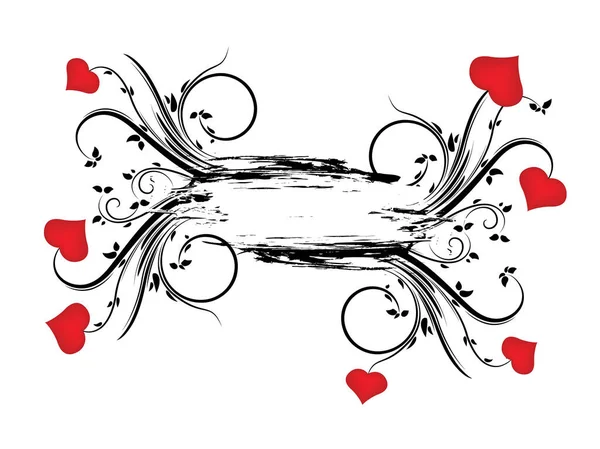 Abstrakt Illustration Med Blommor Grunge Och Hjärtan — Stock vektor