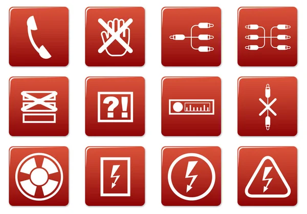 Gadget Čtvercové Ikony Nastaveny Červená Bílá Paleta Vektorová Ilustrace — Stockový vektor