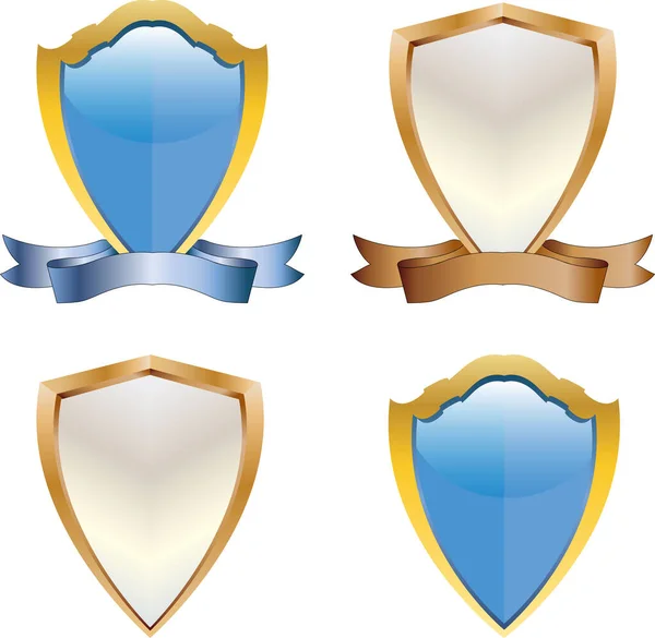 Shields Metallic Frames Scroll Ribbons — Stock Vector