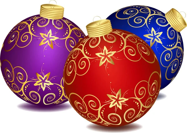 Boules Noël Sur Fond Blanc — Image vectorielle