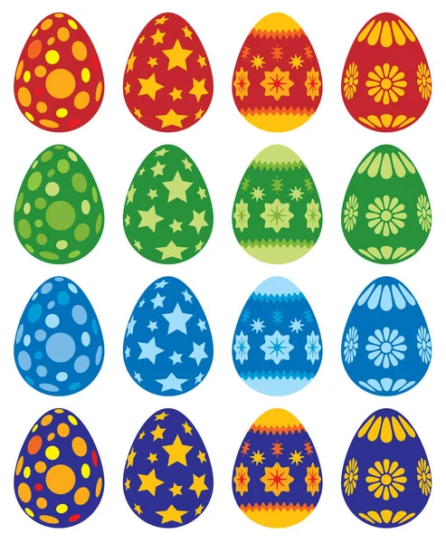 Колекція Великодніх Розписаних Яєць Ізольовані Білому Тлі — стоковий вектор