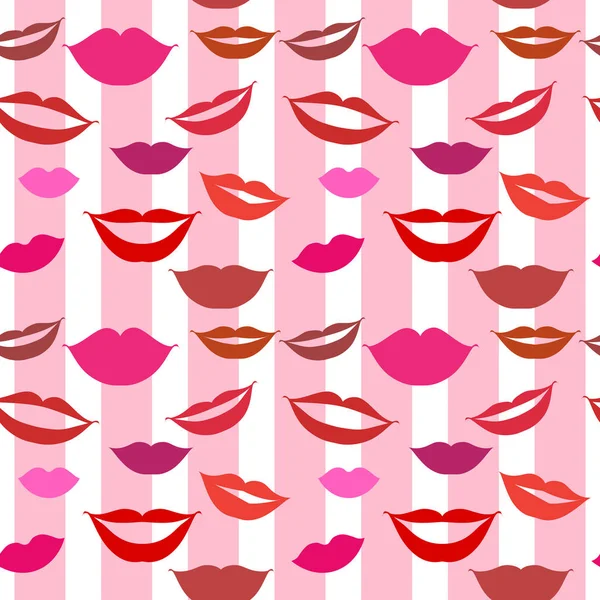 Seamless Background Lips Smiles — Stock Vector