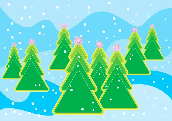 Illustration Générée Par Ordinateur Arbre Noël Avec Des Flocons Neige — Image vectorielle