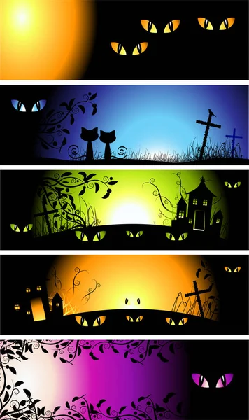 Halloween Night Banners Image Vector Illustration — Stock Vector