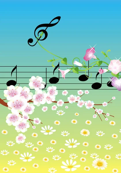 Illustrazione Descrive Musica Primavera — Vettoriale Stock