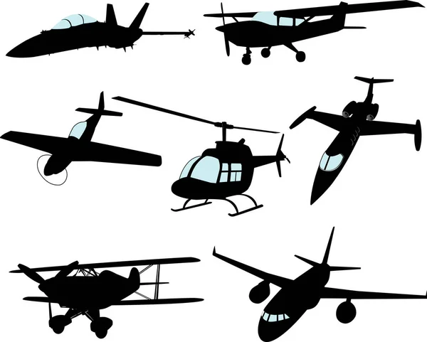 Imagen Siluetas Aviones Ilustración Vectorial — Vector de stock