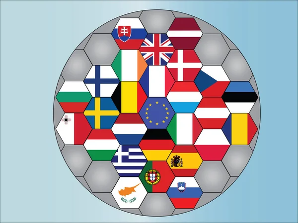 Vector Que Representa Europa Los Países Bandera Una Pelota — Archivo Imágenes Vectoriales