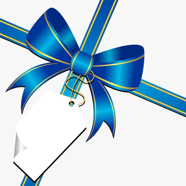 Μπλε Διακοσμητικό Φιόγκο Λευκή Άδεια Ετικέτα — Διανυσματικό Αρχείο