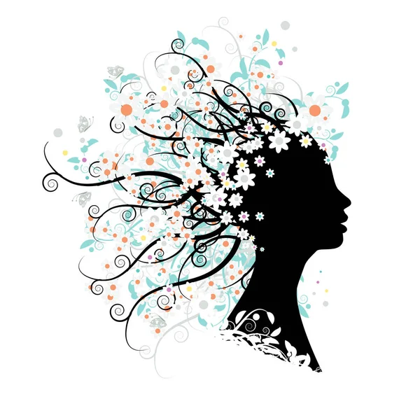 Floral Head Silhouette Image Vector Illustration — Stock Vector