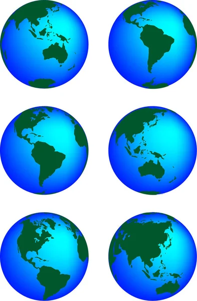 Set Globes Showing Our Planet Revolving Different Stages — Stock Vector