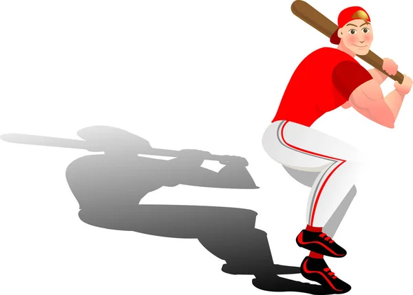 Illustration Vecteur Pour Joueur Baseball Avec Ombre — Image vectorielle
