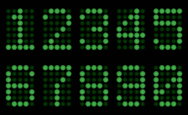 Green Digits Matrix Display Vector Illustration Black Background — Stock Vector