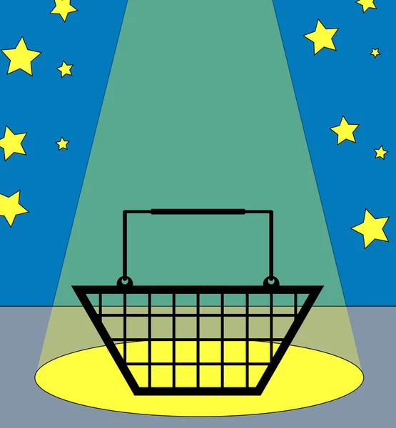Ilustrace Nákupního Košíku Pod Spotligh — Stockový vektor