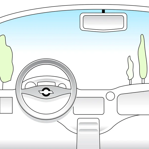Interior Coche Ilustrado Para Aprender Conducir Proyectos Automoción — Vector de stock