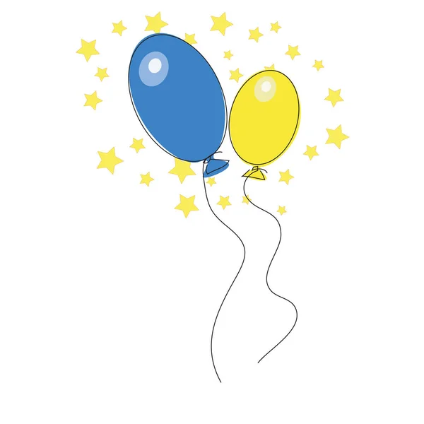 Geburtstagsballons Mit Sternen — Stockvektor