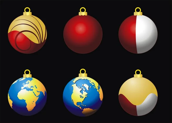 Векторні Різдвяні Кульки Глобусами — стоковий вектор