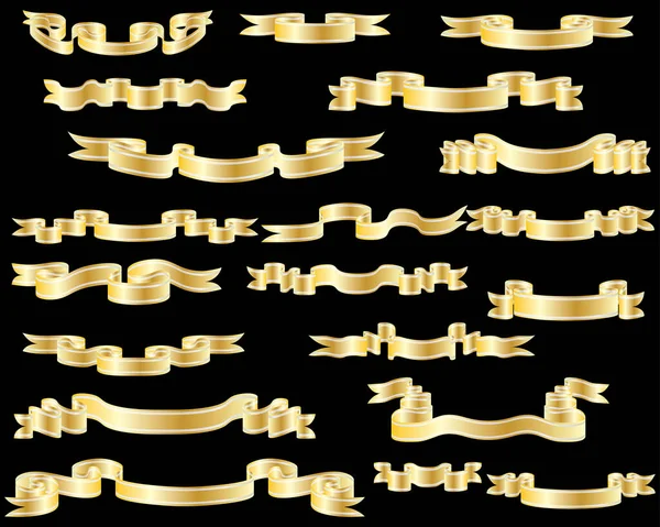 銀のストライプと黄金のリボンのセット ベクターイラスト — ストックベクタ