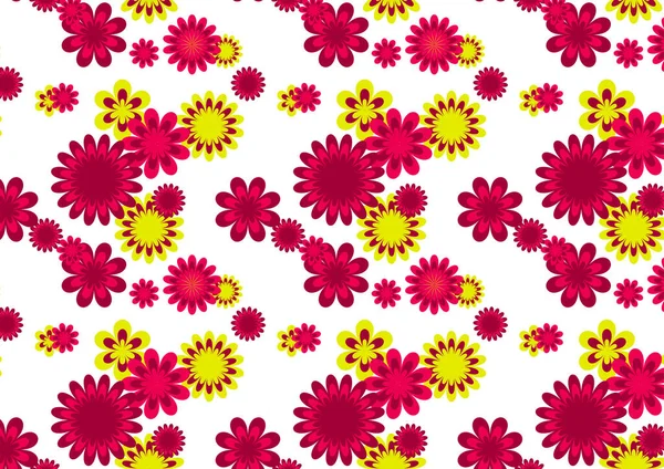 Ett Blommönster Som Sömlöst Med Färgerna Rosa Och Gult — Stock vektor