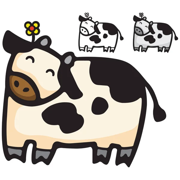 Ένα Χαριτωμένο Αγελάδα Εικονογράφηση Κινουμένων Σχεδίων — Διανυσματικό Αρχείο