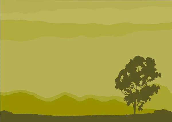 Одинокое Дерево Сюрреалистическом Ландшафте Вектор — стоковый вектор